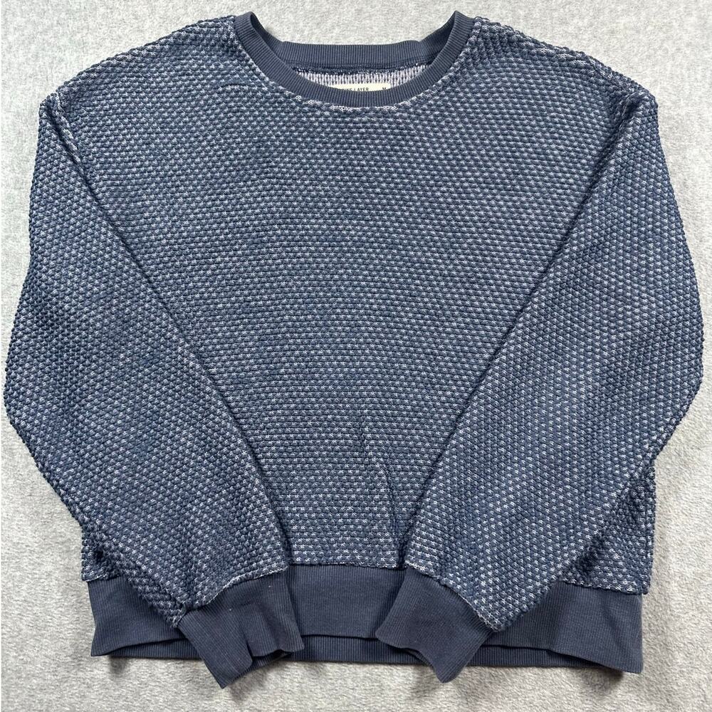 Marine Layer Pullover Sweater Women's Medium Blue Textured Waffle Knit Crewneck